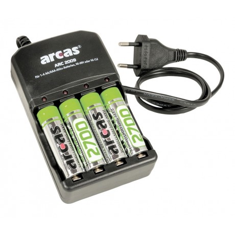 Cargador de sobremesa para baterías 1-4 AAA/AA NI-MH + 4 baterías AA 2700mAh - ARC2009B