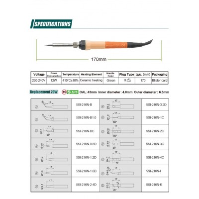 SI-130B-25 Soldador tipo lápiz Ecológico de 14W 450ºC +/-10% Proskit