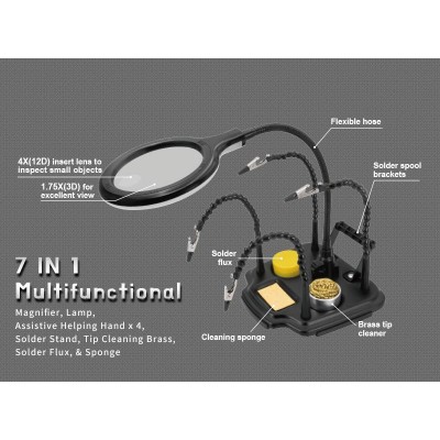 Soporte para soldadura con lupa con luz y 4 brazos - SN-396N
