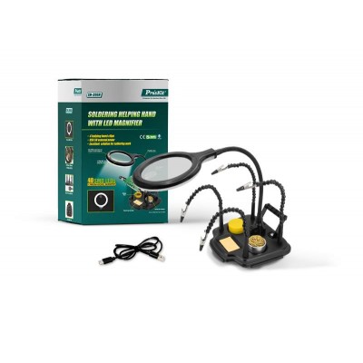 Soporte para soldadura con lupa con luz y 4 brazos - SN-396N