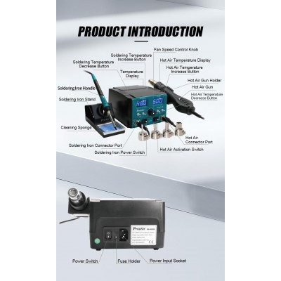 SS-982B Estación repair de soldadura y aire caliente para SMD de Proskit