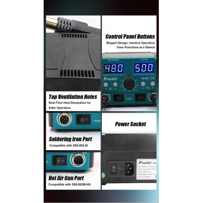 SS-982B Estación repair de soldadura y aire caliente para SMD de Proskit