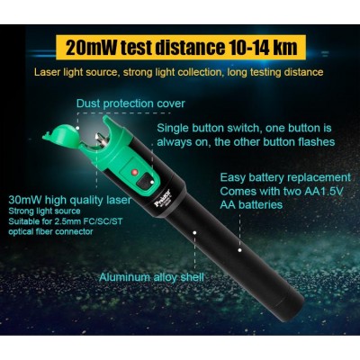 MT-7520E Visualizador de fallos en fibra óptica 20mW 10-14Km