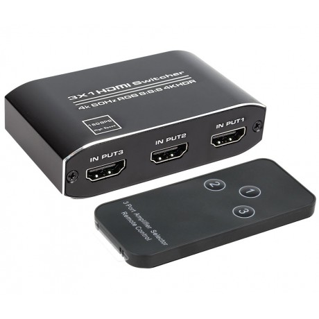 Conmutador HDMI Switch 3 Entradas 1 Salida con telemando - ACTVH003