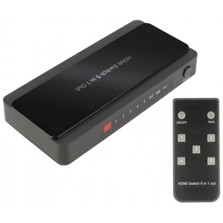 Conmutador HDMI Switch 5 Entradas 1 Salida con telemando - ACTVH005