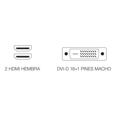 Adaptador DVI-D macho a 2 HDMI hembra - CON165