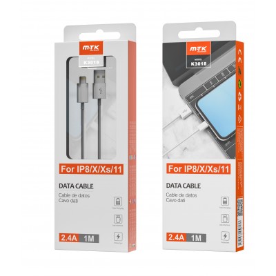 Cable de Datos iPhone bañado en oro Alta velocidad Blanco - K3018