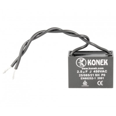 Condensador KONEK de arranque de motor con cables de 2.5MF - 2.5MFJ450VAC