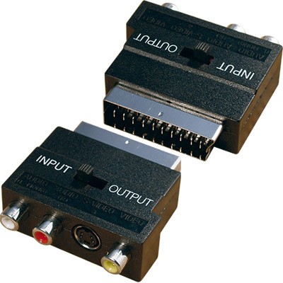 Euroconector a 3 RCA + S-VHS Adaptador Vídeo Con Interruptor IN|OUT