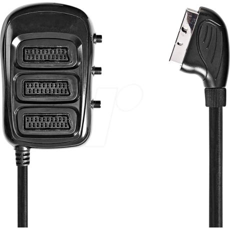 Caja Adaptadora Euro 21 Pines macho a 3 hembras con conmutador 61-0300CO.10