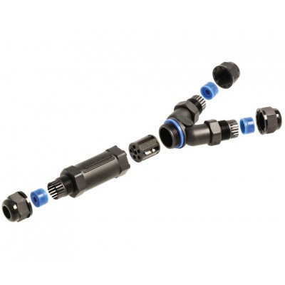 Conector derivador eléctrico estanco IP68 en Y, 3 vías (Bolsa 2 unidades) - CON5212