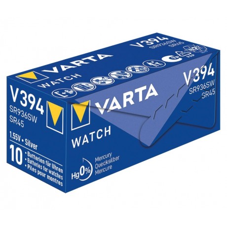 Pila botón Oxido Plata para relojería 394 de Varta - 394-SR936SW