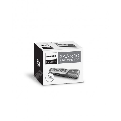 Pila alcalina PHILIPS Industrial LR3, AAA (Caja de 10 unidades)