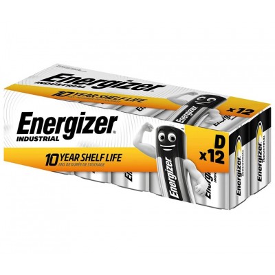 Pila alcalina ENERGIZER Industrial LR20, MONO D (Caja de 12 unidades)