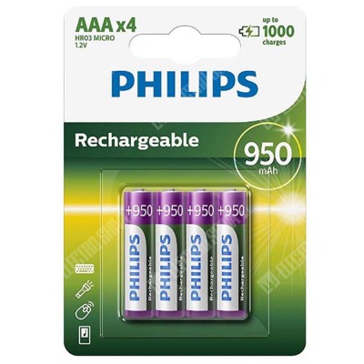 Pila Recargable HR-03MICRO AAA 950mAh de Philips