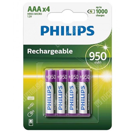 Pila Recargable HR-03MICRO AAA 950mAh de Philips