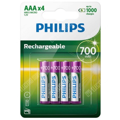 Pila Recargable HR-03MICRO AAA 700mAh de Philips