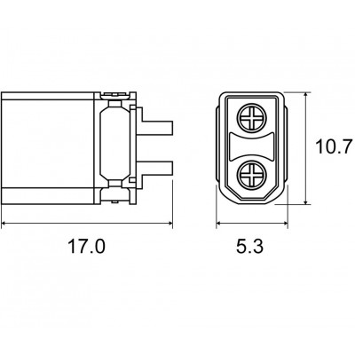 Conector aéreo macho XT30 para alimentación DC