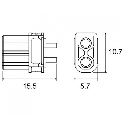 Conector aéreo hembra XT30 para alimentación DC