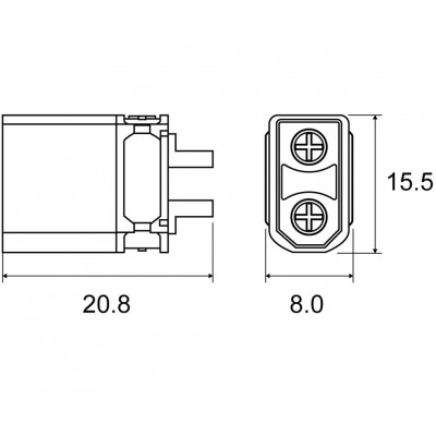 Conector aéreo macho XT60 para alimentación DC