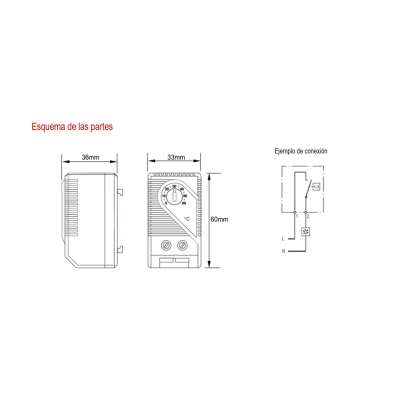 Termostato de temperatura para carril DIN NA - TER015