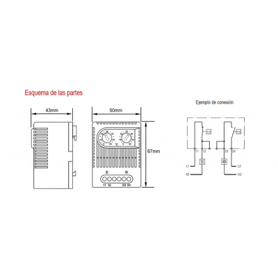 Termostato de temperatura doble NA y NC para carril DIN - TER017