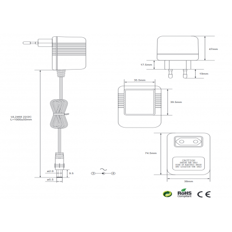 Alimentador corriente alterna 12Vca/1000mA 220Vca - ALM087