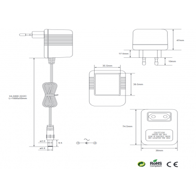 Alimentador corriente alterna 9Vca/2000mA 220Vca - ALM082