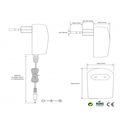 Alimentador 5VCC/1.0A Electrónico Universal - ALM050