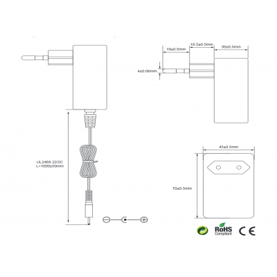 Alimentador Electrónico 9Vcc/2.0A Especial para Tablet Jack hueco 2.5x0.75x10.7mm - ALM141