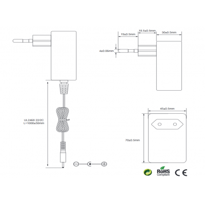 Alimentador Electrónico 9Vcc/2.0A Especial para Tablet Jack hueco 3.0x1.1x12mm - ALM142
