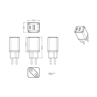 Cargador rápido USB Tipo-C + USB-A Power Delivery 30W - CAR425