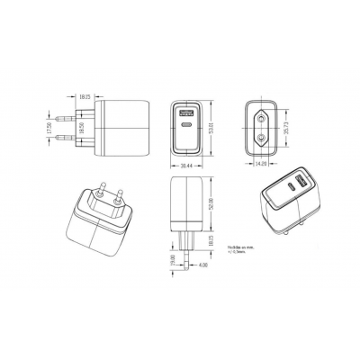 Cargador rápido USB Tipo-C + USB-A PD 65W GaN - CAR427