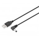 Conexión de USB-A 2.0 a Jack hueco 5.5x2.1mm hembra acodado, 0.5M - WIR1919