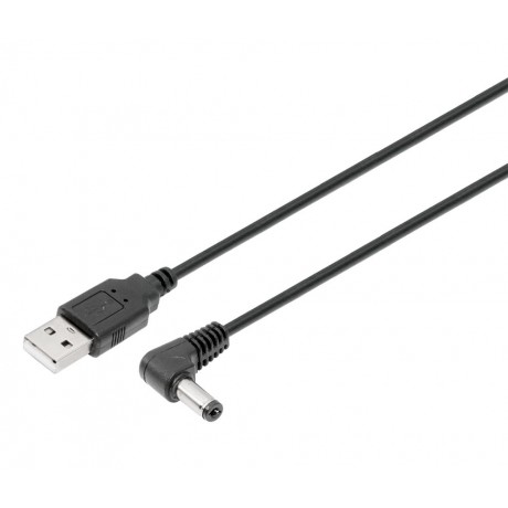 Conexión de USB-A 2.0 a Jack hueco 5.5x2.5mm hembra acodado, 0.5M - WIR1916