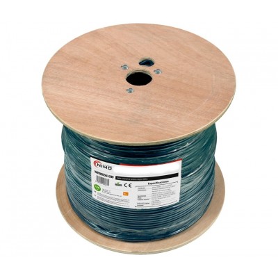 Carrete de cable coaxial de antena negro RG-6, 500M - WIR9055N-500