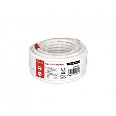 Rollo de cable coaxial de antena blanco 6,8mm, 10m - WIR9057-10