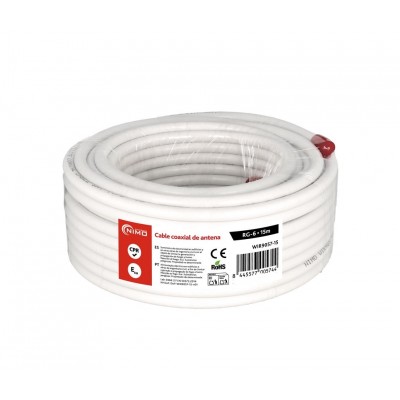Rollo de cable coaxial de antena blanco 6,8mm, 15m - WIR9057-15