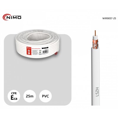 Rollo de cable coaxial de antena blanco 6,8mm, 25m - WIR9057-25