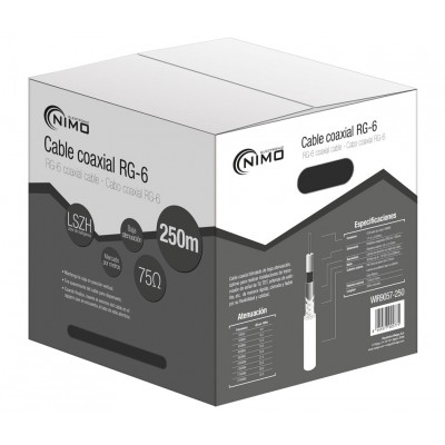 Caja de cable coaxial de antena blanco 6,8mm, 250m - WIR9057-250