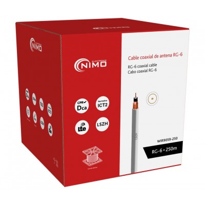 Carrete de cable coaxial RG-6 de antena blanco, 250m - WIR9059-250