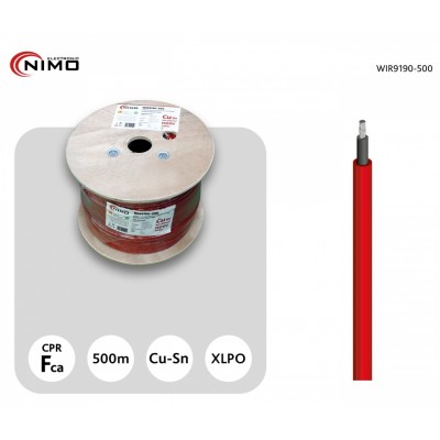 Cable para conexión de Placas Solares Cu-Sn 4mm² Doble capa XLPO Rojo, 500m
