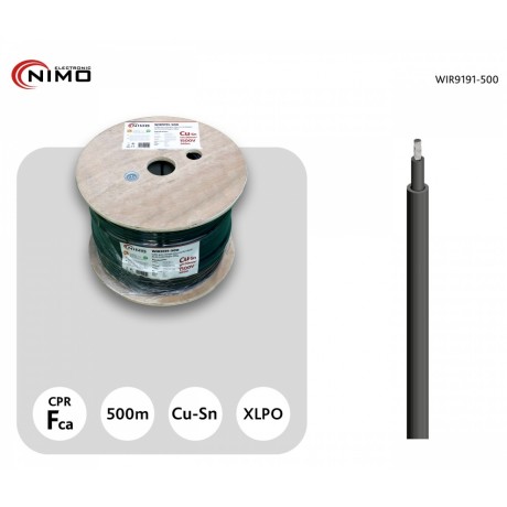 Cable para conexión de Placas Solares Cu-Sn 4mm² Doble capa XLPO Negro, 500m