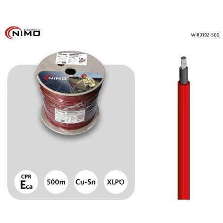 Cable para conexión de Placas Solares Cu-Sn 6.0mm2 Doble capa XLPO Rojo, 500m