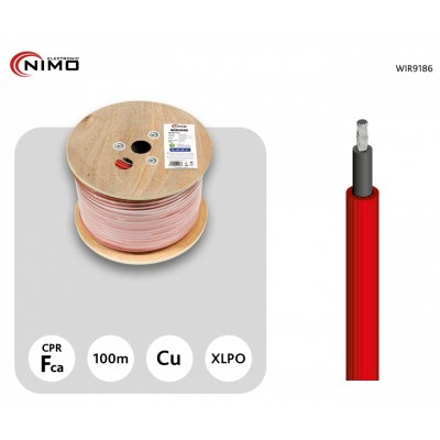 Cable para conexión de Placas Solares Cu-Sn 10.0mm² XLPE LSZH Rojo, 100m