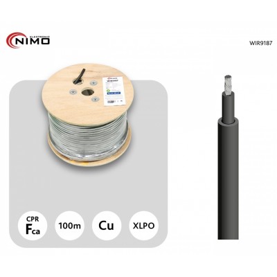 Cable para conexión de Placas Solares Cu-Sn 10,0mm² XLPE LSZH Negro, 100m