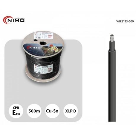 Cable para conexión de Placas Solares Cu-Sn 6.0mm2 Doble capa XLPO Negro, 500m