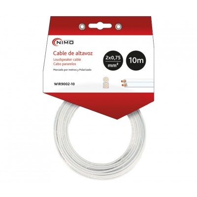 Cable de altavoz 2x0.75mm Blanco Polarizado 10m - WIR9002-10