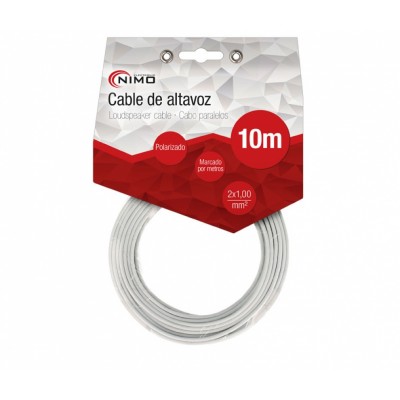 Cable de altavoz 2x1.00mm Blanco Polarizado de 10m - WIR9003-10