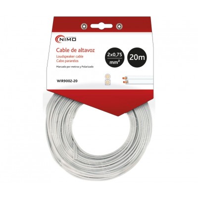 Cable de altavoz 2x0.75mm Blanco Polarizado 20m - WIR9002-20